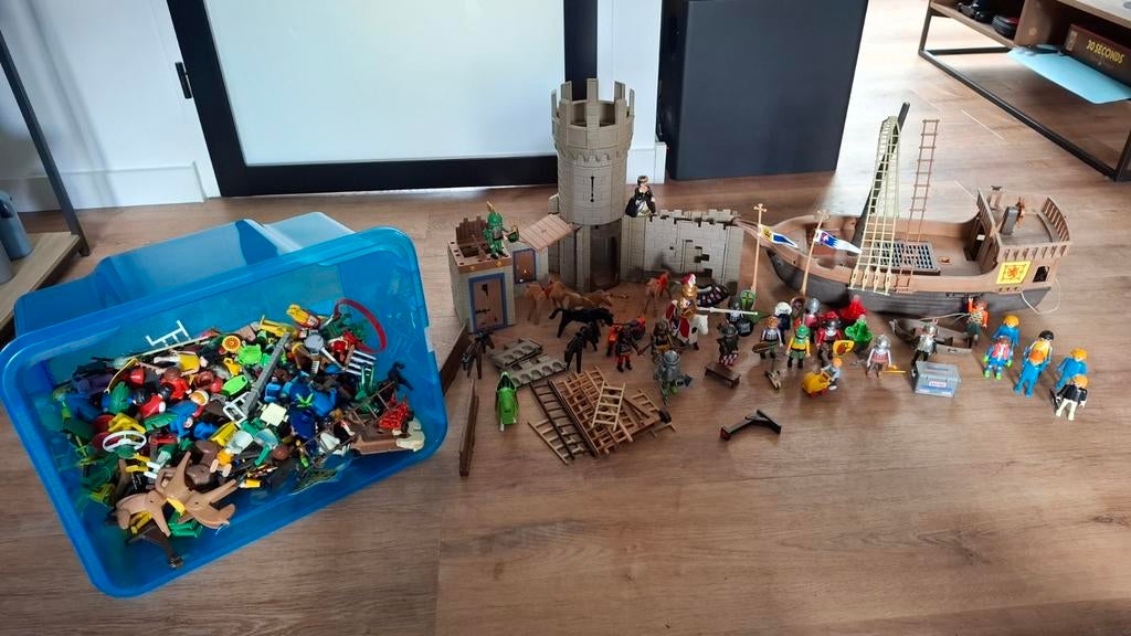 Grote Playmobil set: Kasteel, Schip, Figuren, Ophalen, Gebruikt
