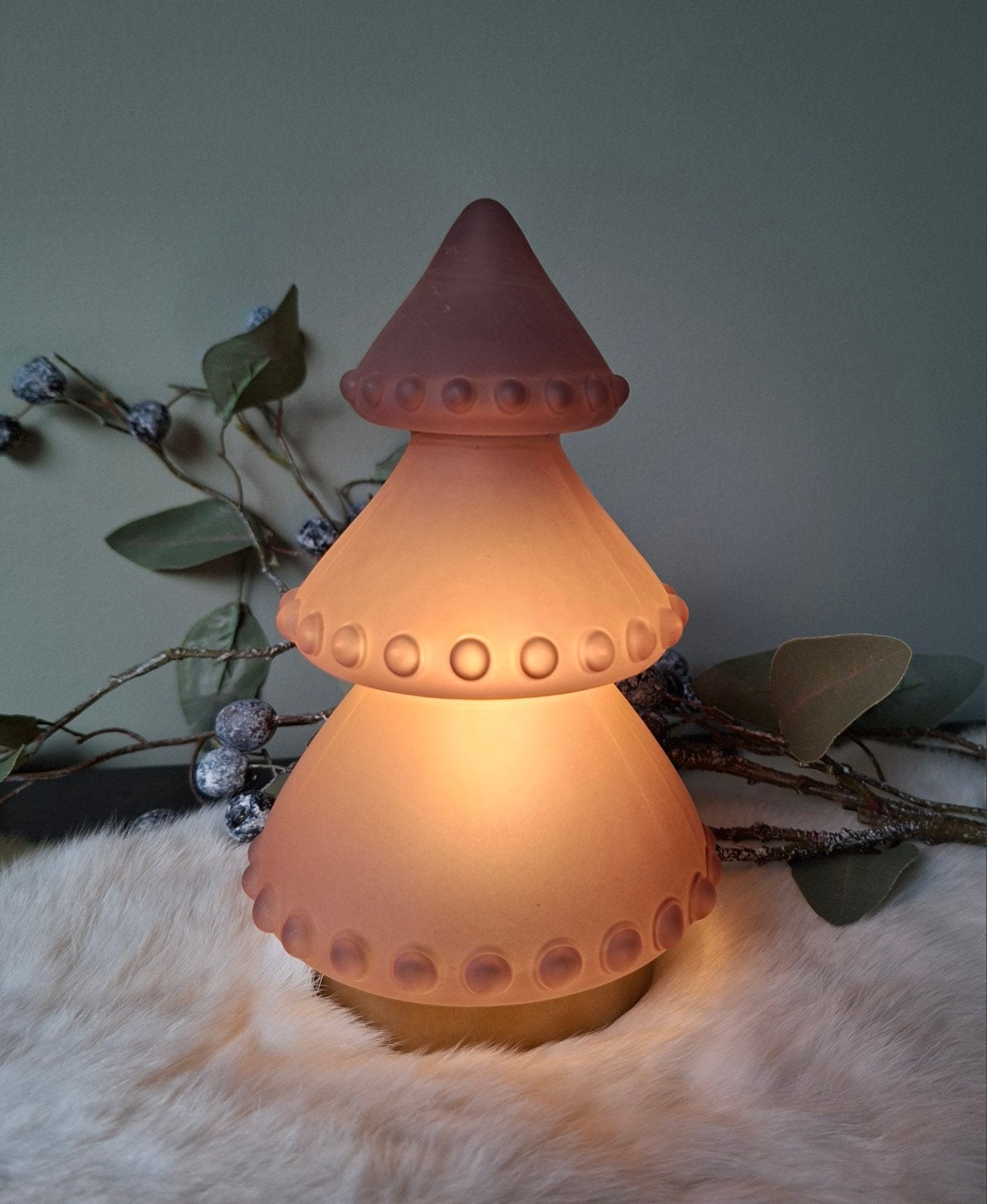 Lamp boom glas oudroze Tafellamp draadloos H19 Glaslampje, Ophalen of Verzenden, Nieuw