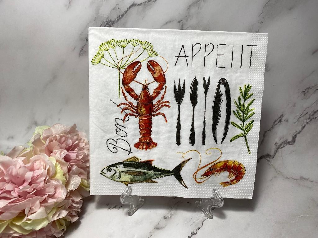knutsel servetten kreeft vis garnaal decoupage nr 695, Hobby en Vrije tijd, Knutselen, Ophalen of Verzenden, Nieuw, Papier of Karton