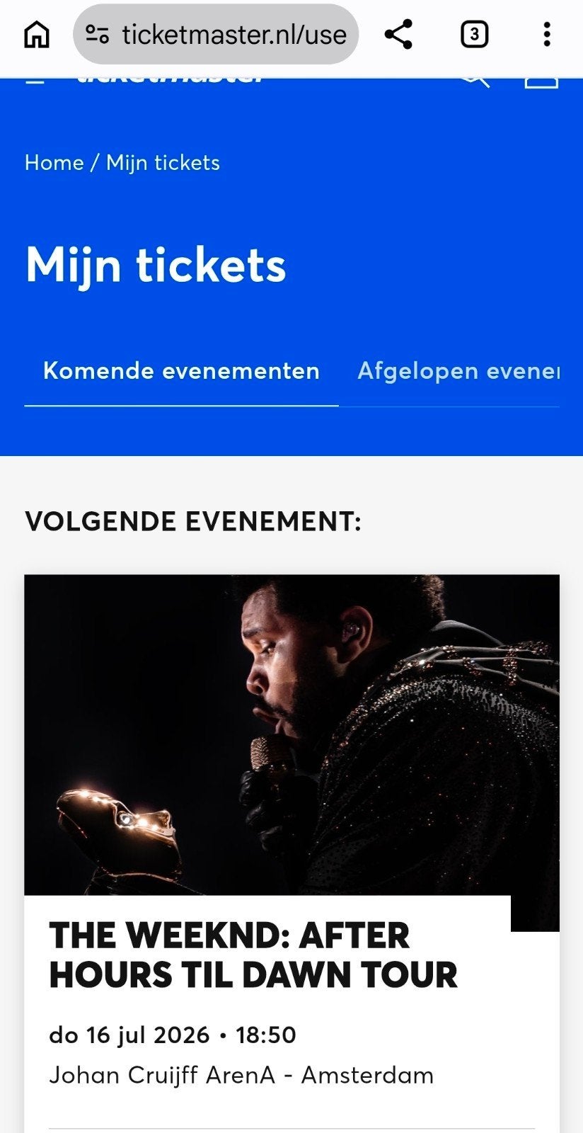 1e ring vak 106, rij2!Zitplaatsen(aisle) the Weeknd 3tickets, Computers en Software, Besturingssoftware, Ophalen