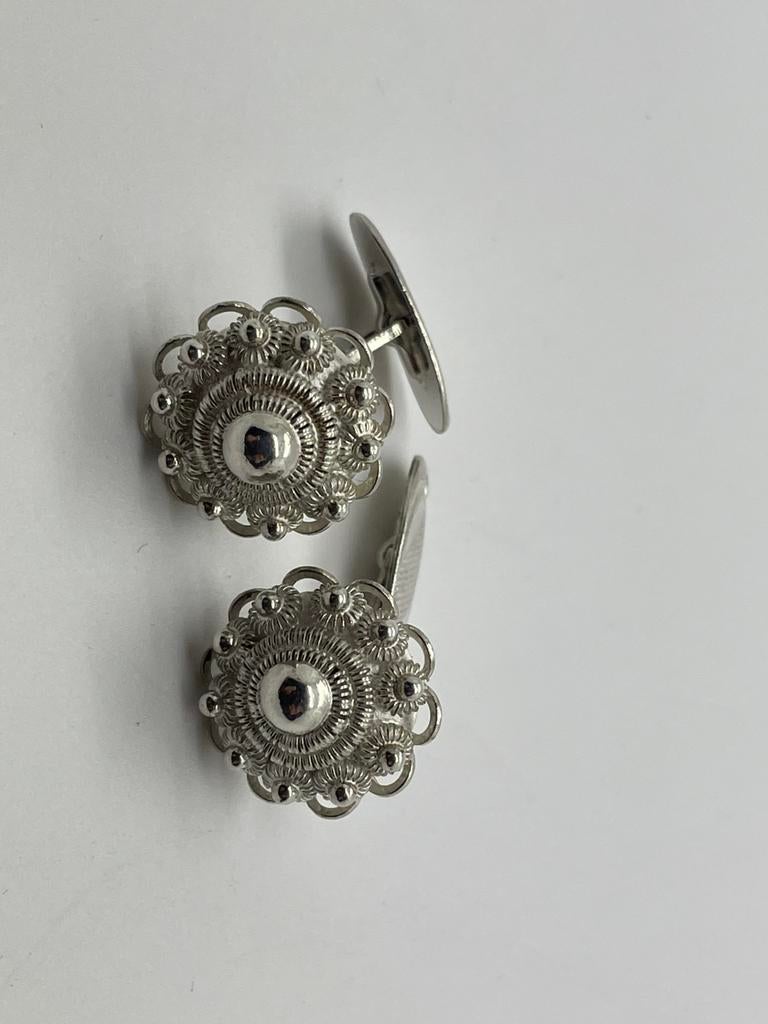 C686 Prachtige zilveren manchetknopen Zeeuwse knoop, Ophalen of Verzenden, Zilver, Ring