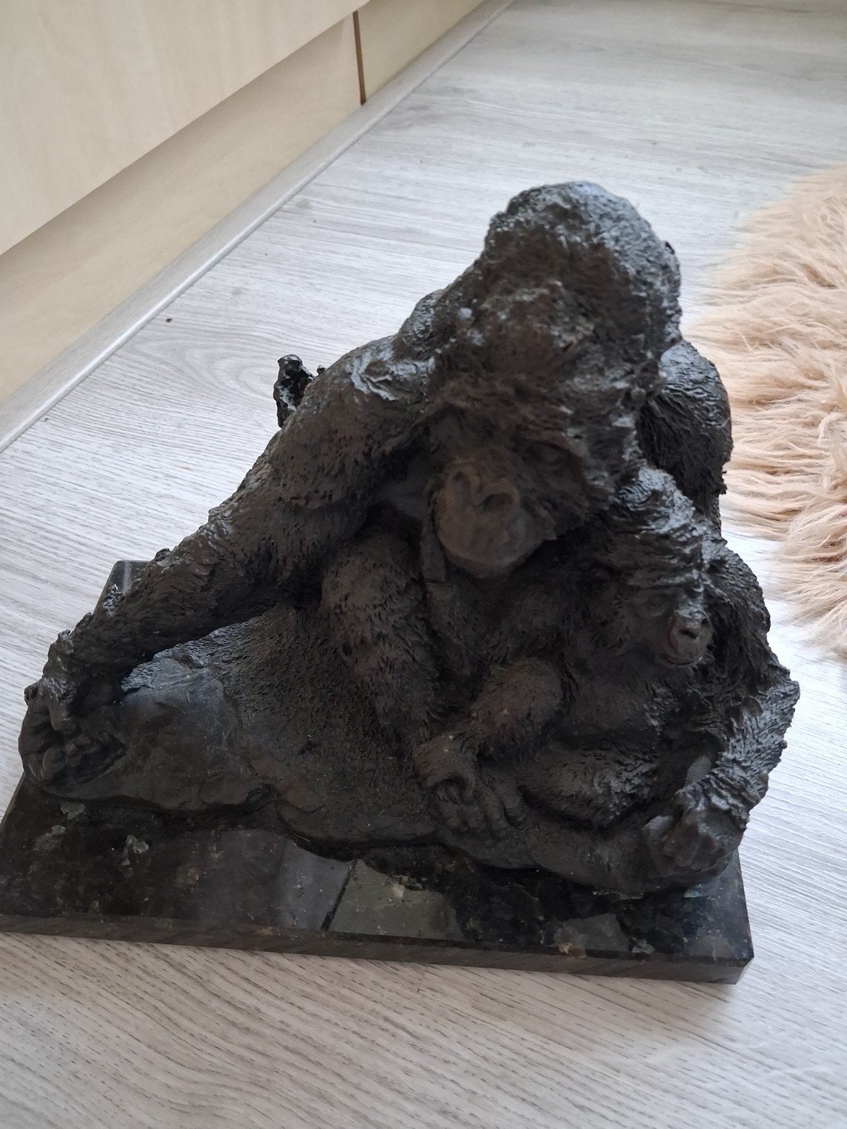bronzen aap met kind, Ophalen of Verzenden