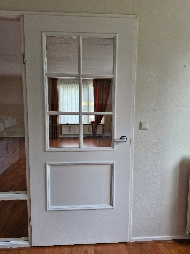 Witte (opdek)deur met helder glazen ruiten, Ophalen, 80 tot 100 cm, Binnendeur, Zo goed als nieuw