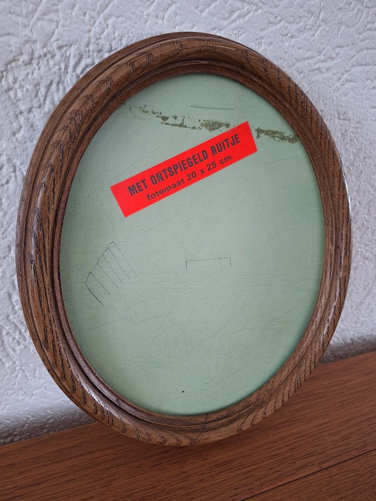 Ovale eikenhouten fotolijst, Ophalen, Gebruikt, Standaard fotolijst, Bruin