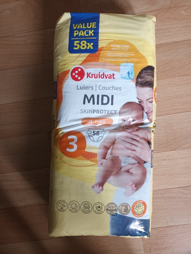 Kruidvat luiers maat 3 4 tot 9 kg value pack 58x luier nieuw, Ophalen of Verzenden, Nieuw, Overige typen, Overige merken