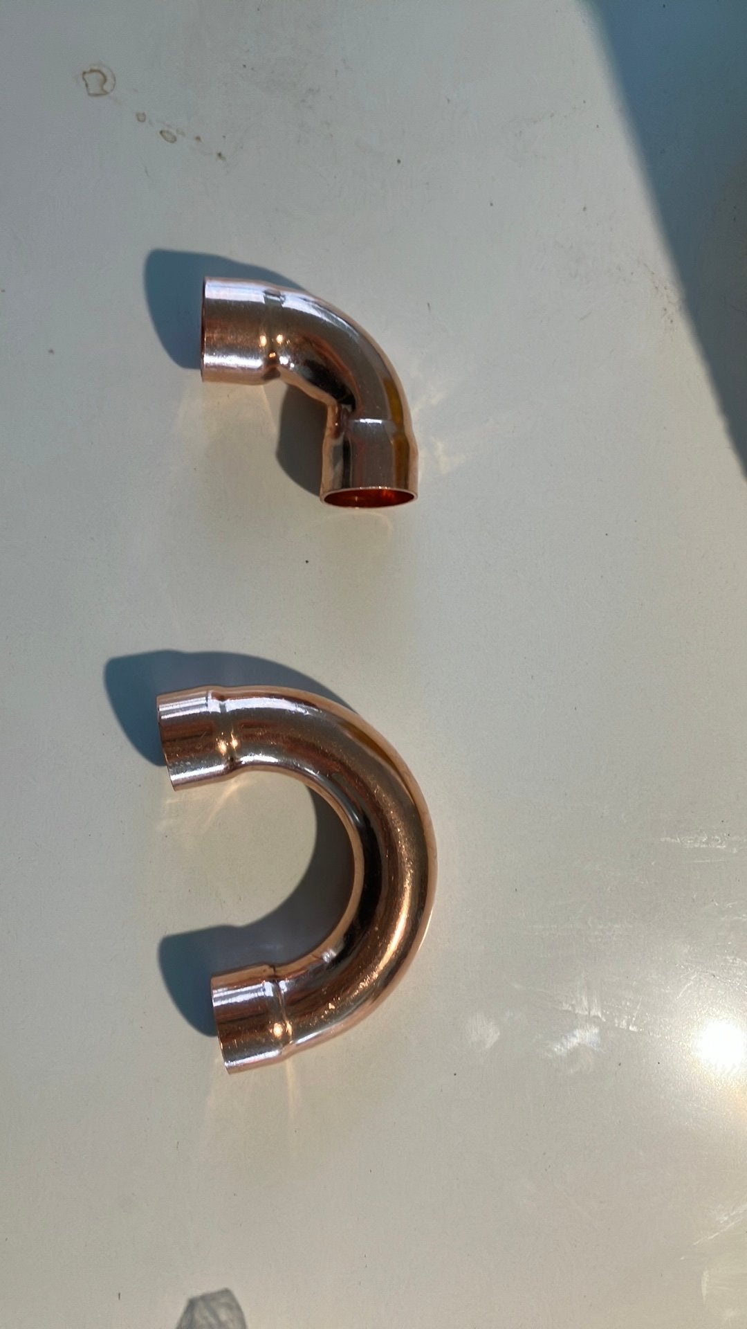 Koperen bochten 90 en 180 graden voor 22 mm buis, Ophalen of Verzenden, Zo goed als nieuw