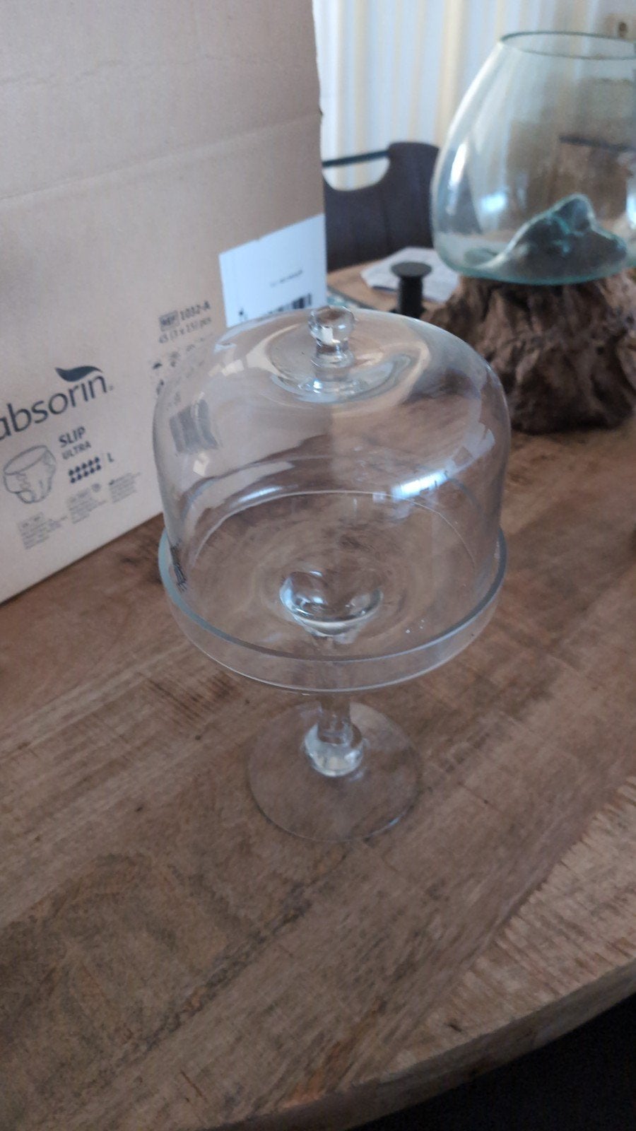 Glazen etagere met stolp NIEUW !!, Ophalen, Nieuw, Glas, Modern