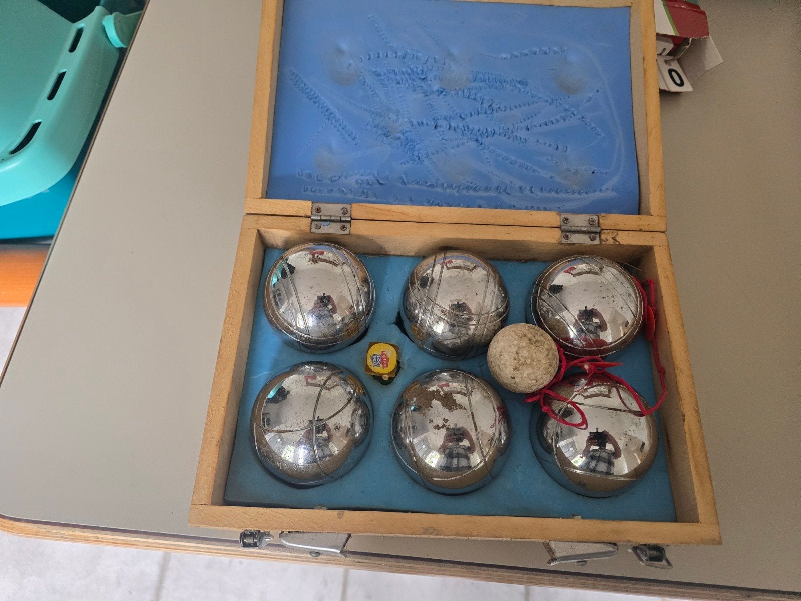 Petanque set in houten kist, Ophalen, Gebruikt