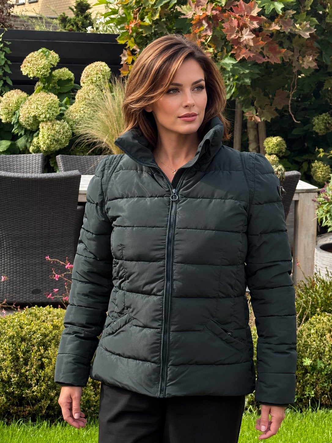 Olijfgroene Airforce winterjas dames - Maat M, Ophalen of Verzenden, Zo goed als nieuw, Maat 38/40 (M), Groen