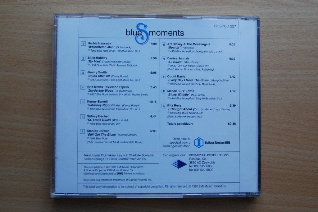 Verzamel CD Blues Moments o.a. Billy Holiday Burrell Jordan, Verzenden, Zo goed als nieuw, Blues