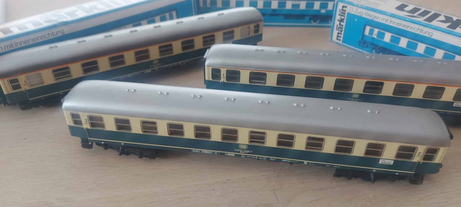 3 Märklin DB d-trein rtg'n met verlichting 2x4091+4092 in ov, Wisselstroom, Wagon, Ophalen of Verzenden, Zo goed als nieuw