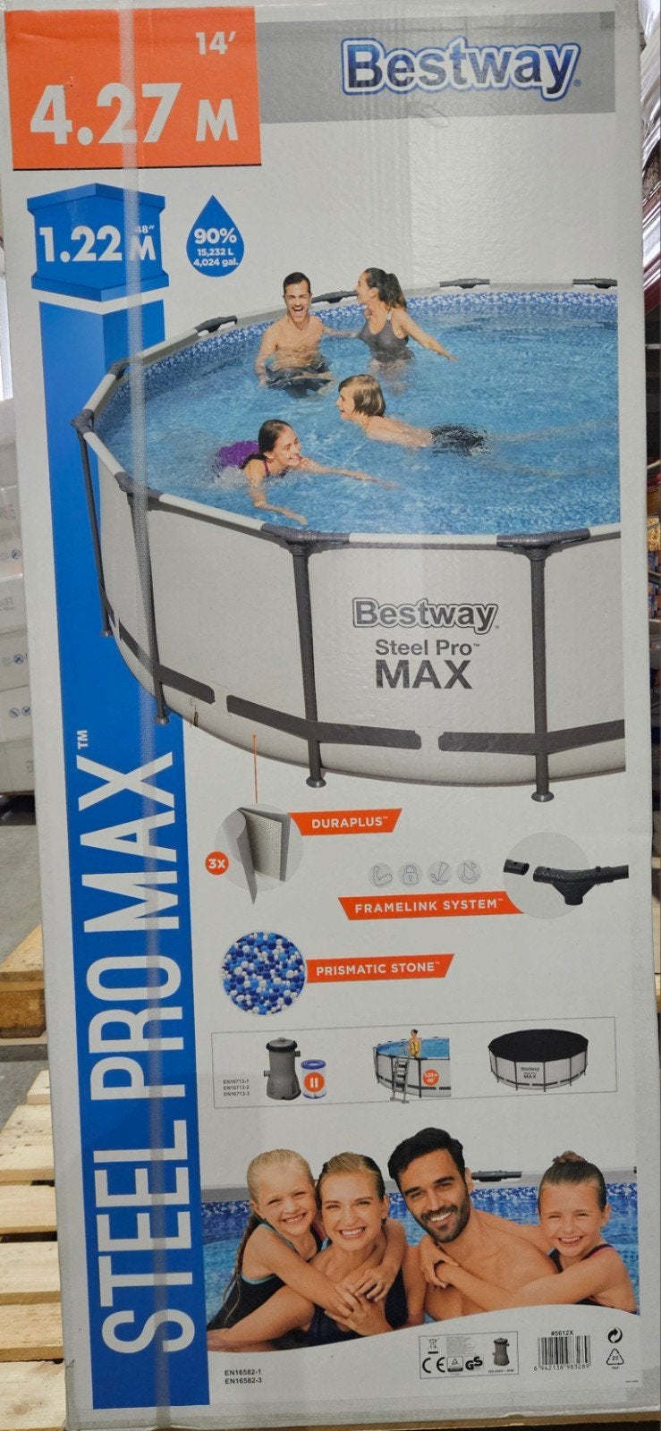 Bestway Steel Pro MAX Opzetzwembad 4.27m x 1.22m, Tuin en Terras, Rond, Ophalen, 120 cm of meer, 300 cm of meer