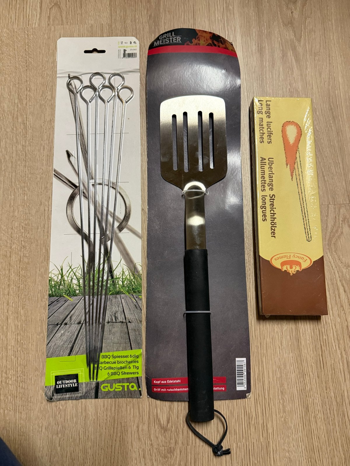 BBQ set: Spiezen, spatel en lange lucifers - Nieuw!, Ophalen of Verzenden, Nieuw