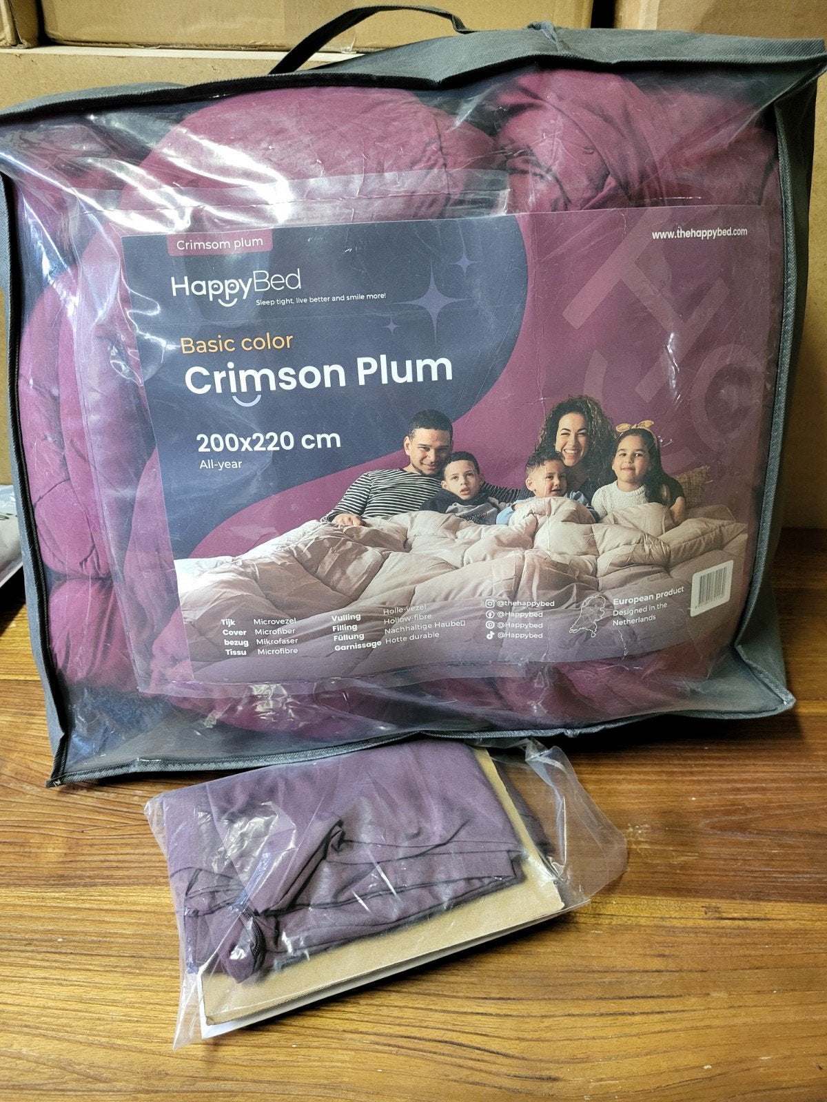 HappyBed Crimson Plum Dekbed 200x220 met kussenslopen, Ophalen of Verzenden, Deken of Dekbed, Rood, Nieuw