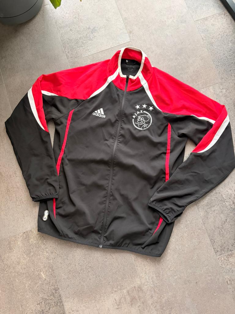 Vintage Adidas Ajax Amsterdam Windbreaker M Y2K, Maat 48/50 (M), Zwart, Ophalen of Verzenden, Voetbal