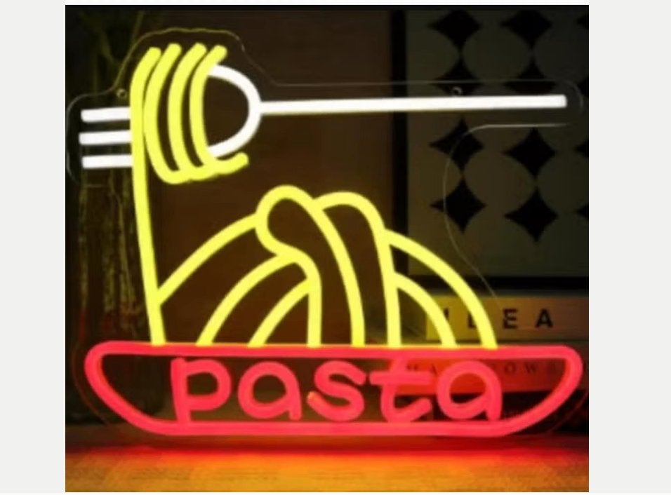 LED lamp neon stijl Pasta (35x28cm), Ophalen of Verzenden, Nieuw, Lichtbak of (neon) lamp