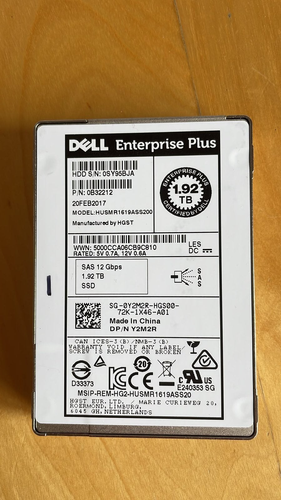 (x6) Dell HGST 1.92TB SAS SSD, Computers en Software, Intern, Gebruikt, SAS, Server
