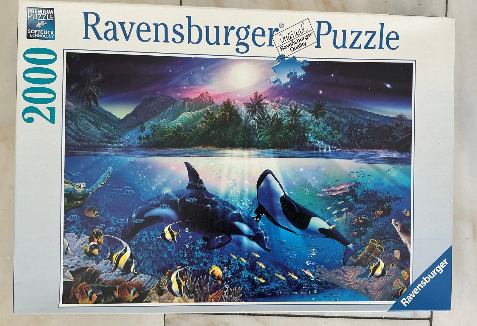 Ravensburger Puzzel 2000 stukjes - Onderwaterwereld Orka's, Hobby en Vrije tijd, Denksport en Puzzels, Zo goed als nieuw, Legpuzzel