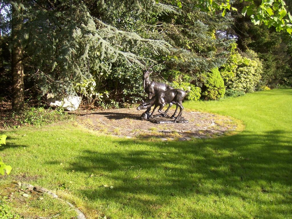 bronzen hertengroep, Tuin en Terras, Tuinbeelden, Ophalen, Overige materialen