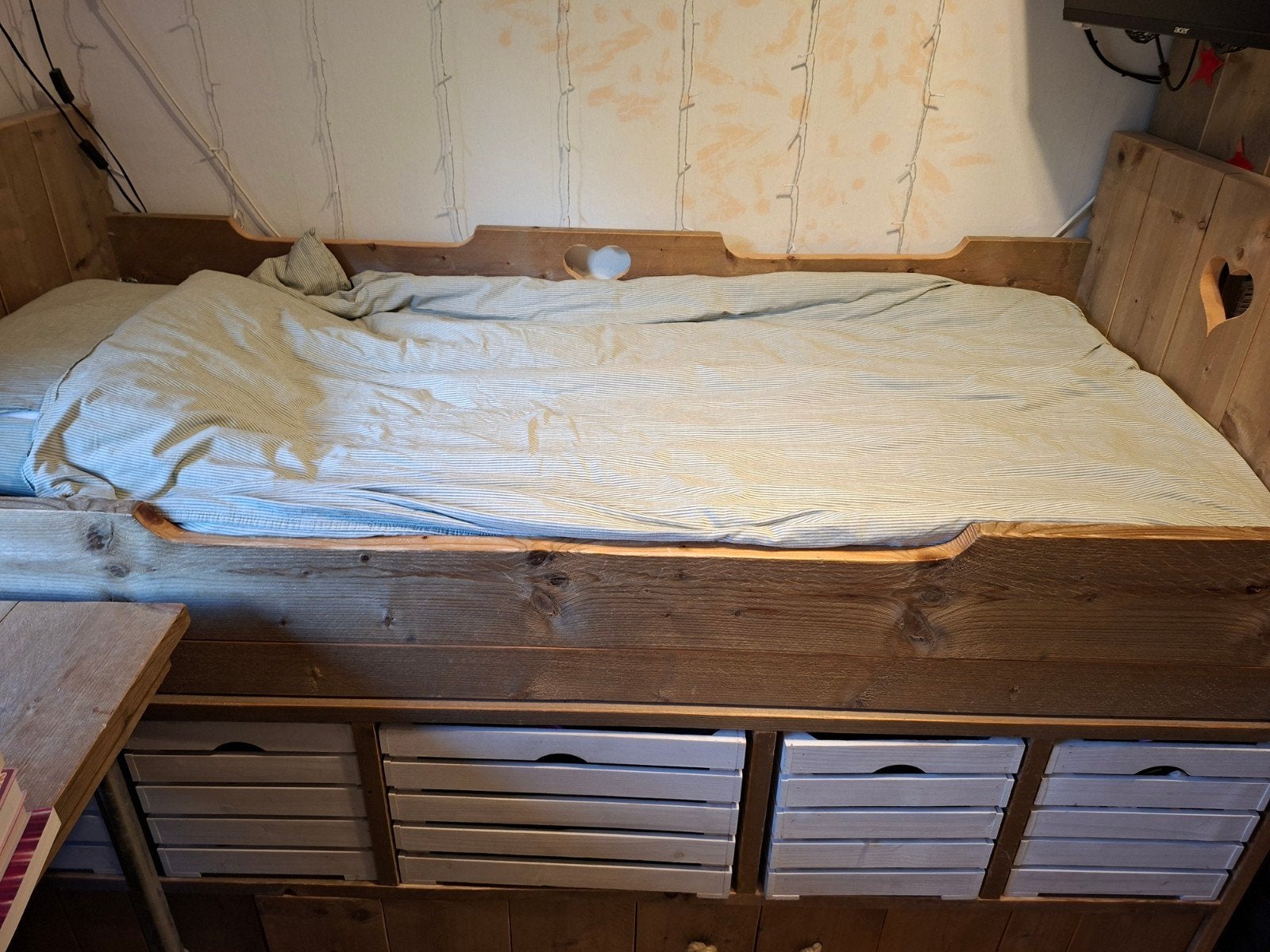 steigerhouten bed., Ophalen, Gebruikt, 90 cm, Eenpersoons