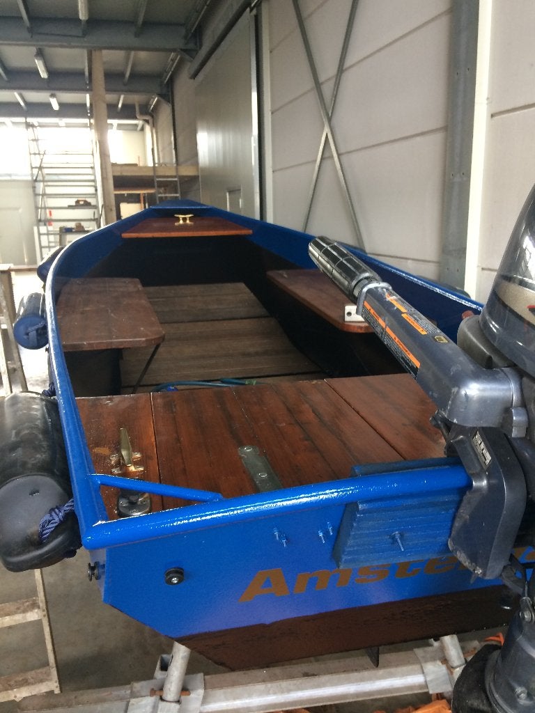 5 Meter Stalen Sloep met ePropulsion Spirit Plus 1.0, Watersport en Boten, Gebruikt, Afdekzeil, Buitenboordmotor, Elektrisch