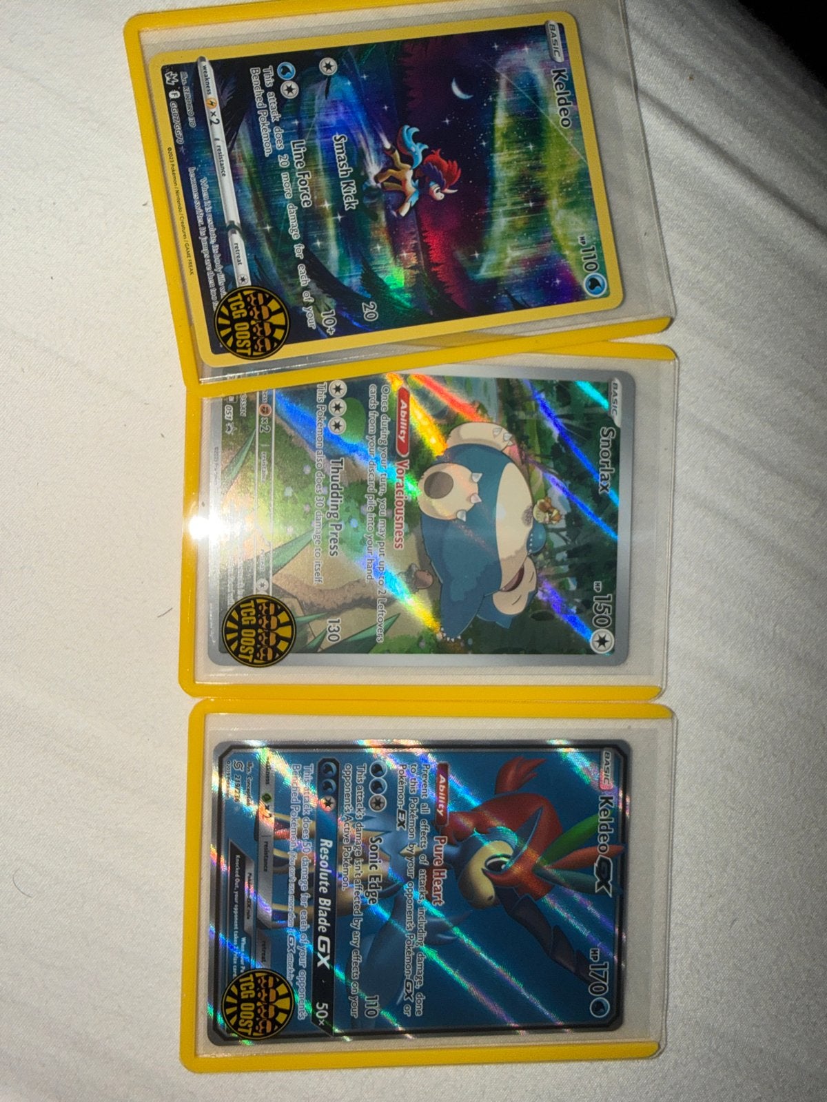 Pokémon Kaarten: Keldeo, Snorlax, Keldeo GX, Ophalen, Zo goed als nieuw, Meerdere kaarten, Foil
