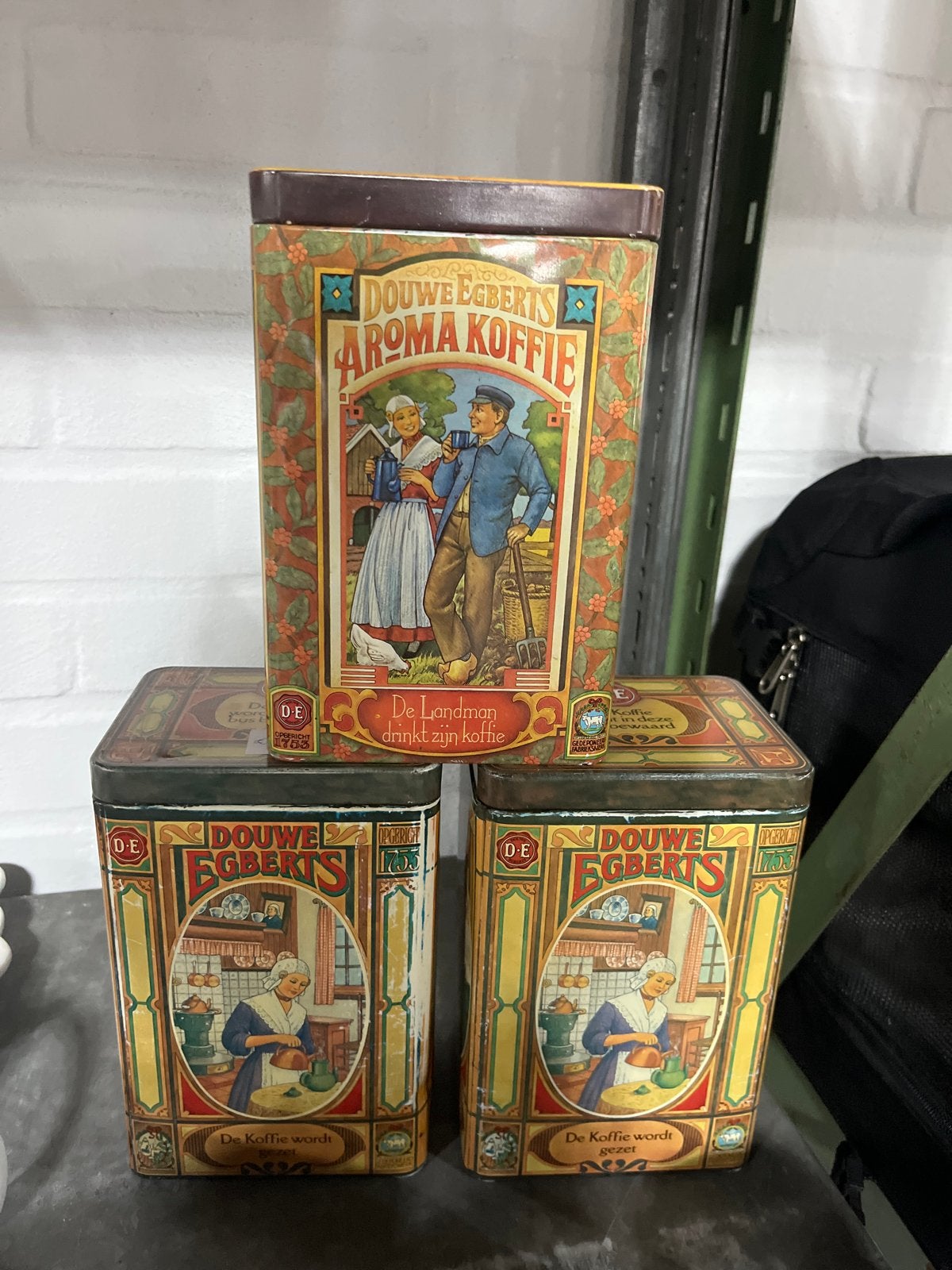 Vintage Douwe Egberts Koffieblikken - Set van 3, Ophalen, Gebruikt, Koffie, Douwe Egberts
