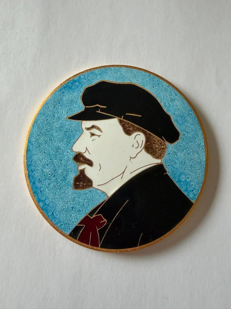 Vintage geëmailleerde Lenin plaquette - 100ste geboortedag, Antiek en Kunst, Ophalen of Verzenden