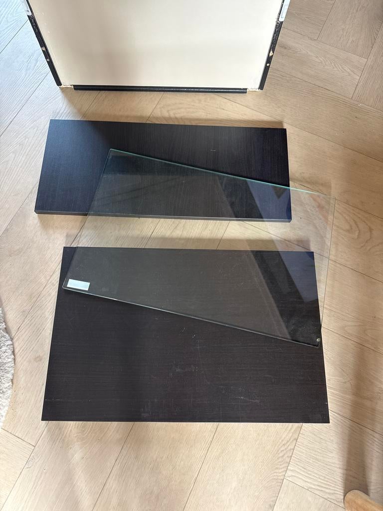 IKEA Besta lade, front, legplank en glasplaat - Zwart, Ophalen, Gebruikt