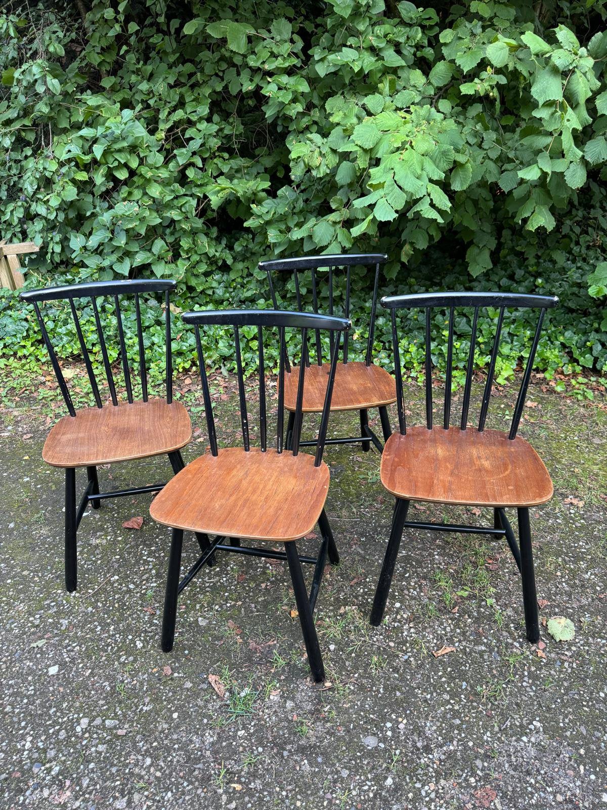 4 eetkamerstoelen (Vintage/tapiovaare/retro/jaren60), Ophalen, Gebruikt, Bruin, Vier