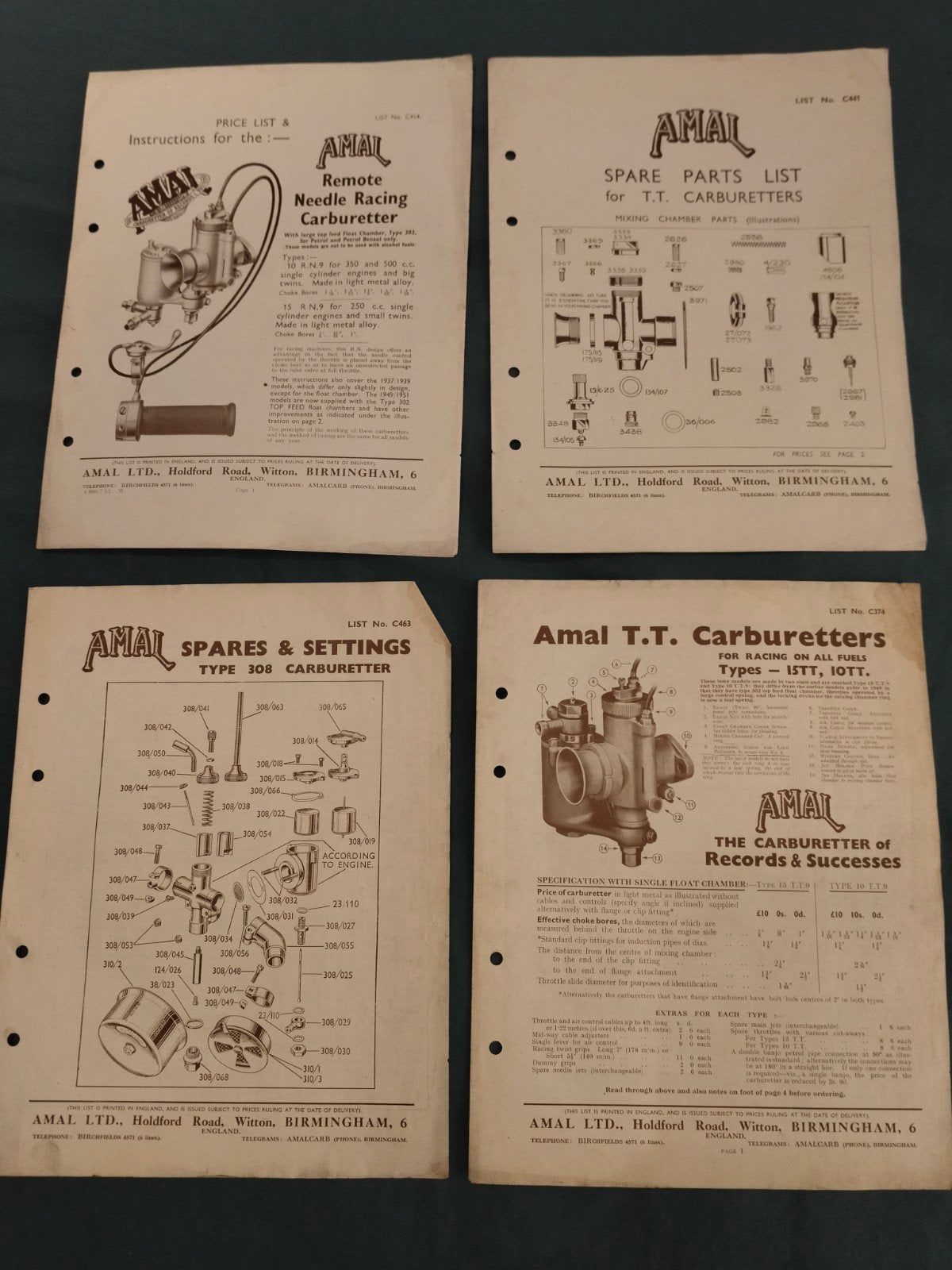 Amal Carburateur Documentatie - Vintage Handleidingen, Verzenden