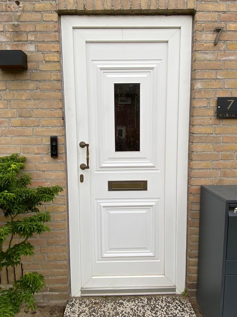 Witte kunststof voordeur, Doe-het-zelf en Verbouw, Deuren en Horren, Ophalen, Kunststof, Gebruikt, Buitendeur