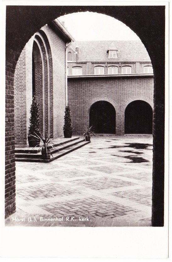 Horst bij Venray  - Binnenhof R.K. Kerk, Verzenden, 1940 tot 1960, Ongelopen, Limburg