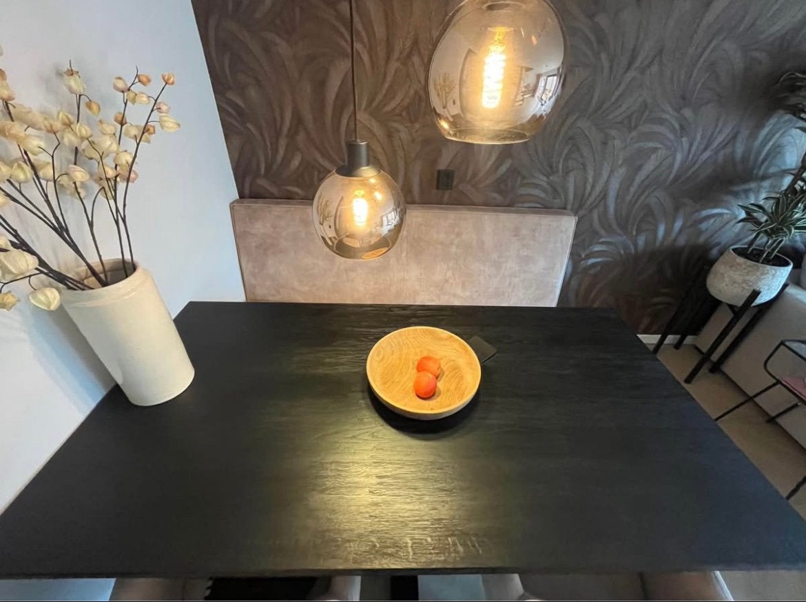 Foto 2 van Eettafel Eiken, zwart geborsteld. 180x90 cm