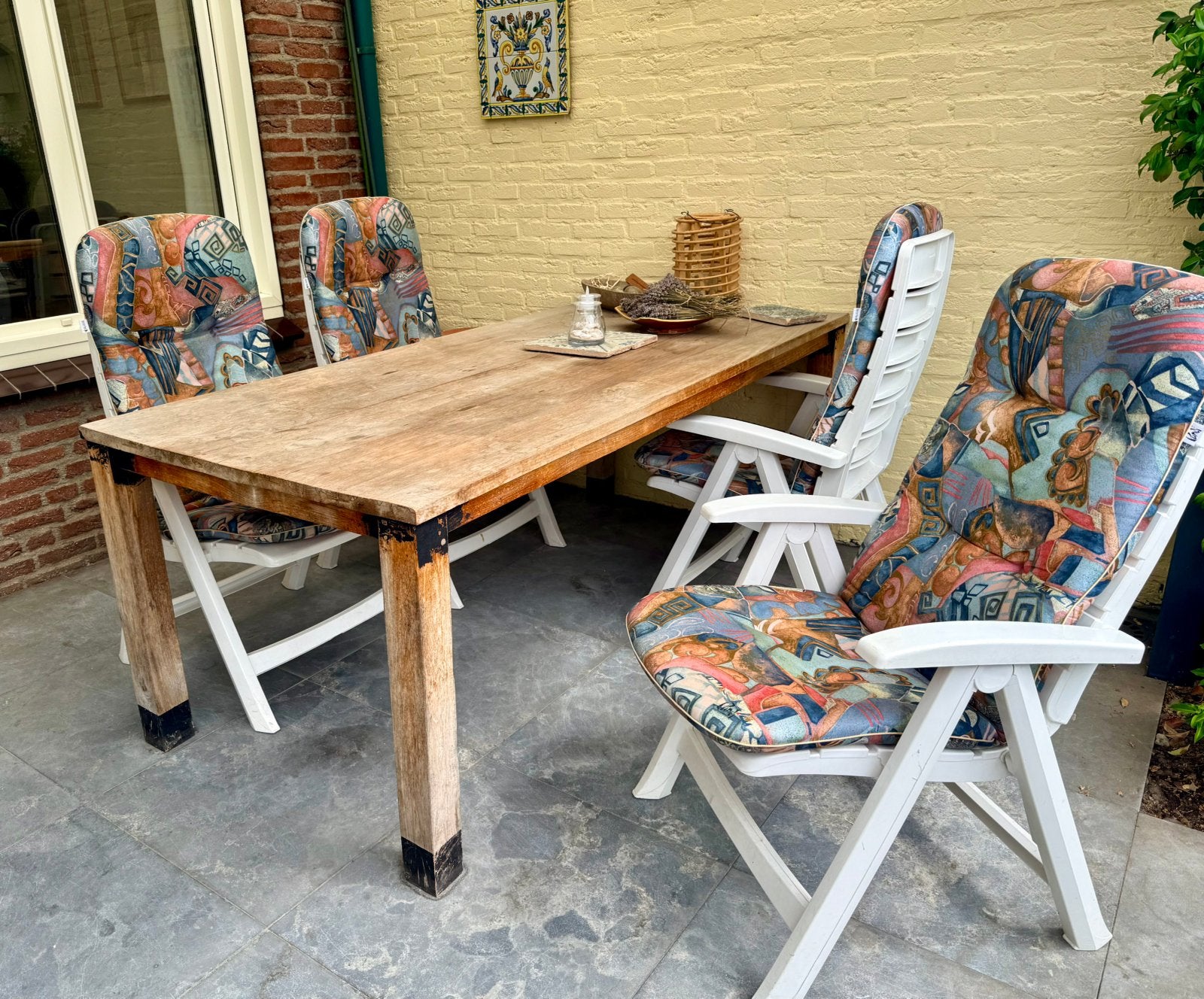 Tuinset eettafel met stoelen🍀, Tuin en Terras, Tuinsets en Loungesets, Ophalen, 4 zitplaatsen, Eettafel, Zo goed als nieuw