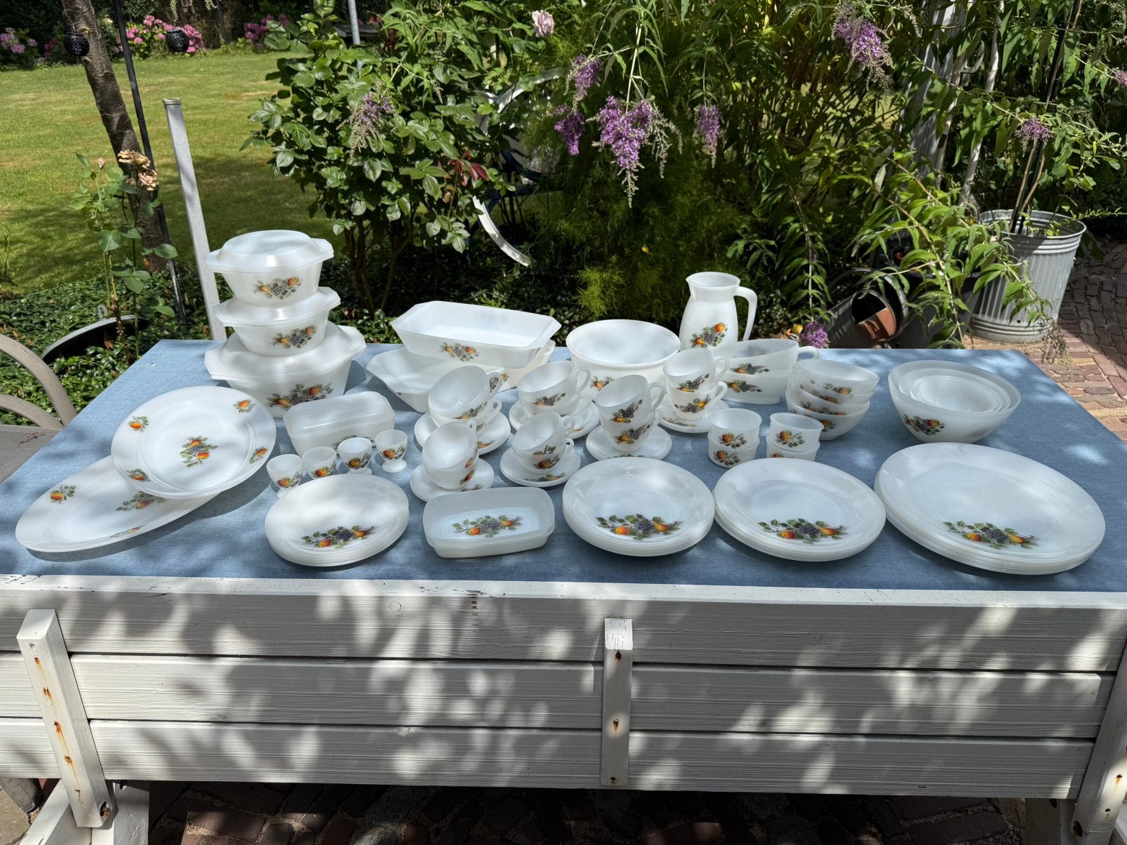 Uitgebreid 58-delig 4-pers. Arcopal servies Fruit de France, Ophalen of Verzenden