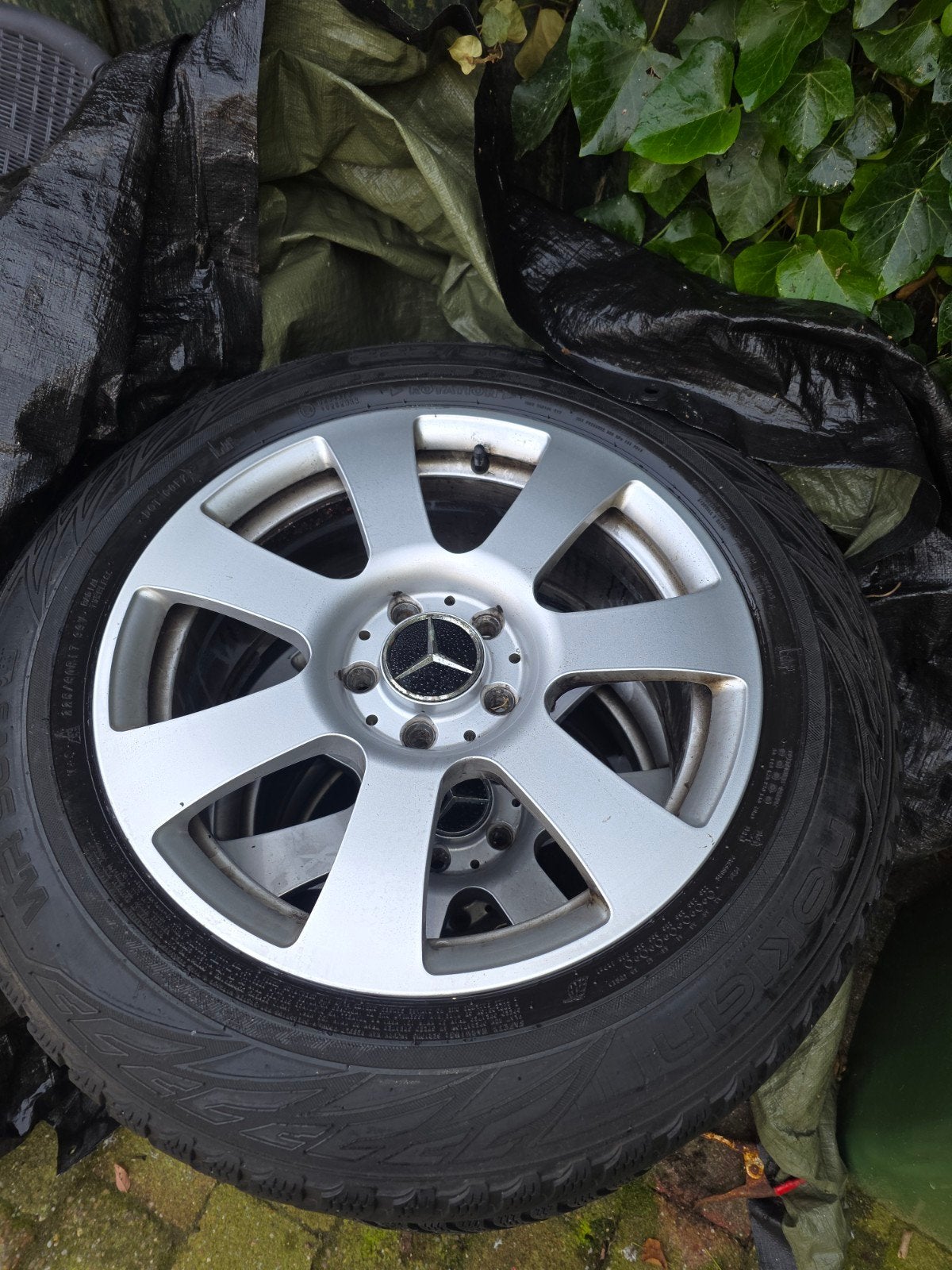mercedes w221 velgen winterbanden, Auto-onderdelen, Ophalen, Gebruikt, Velg(en), 17 inch