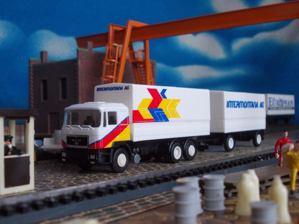 MAN F90 combinatie Intermontana Albedo AANBIEDING NU € 6,75, Ophalen of Verzenden, Nieuw, Bus of Vrachtwagen, Herpa