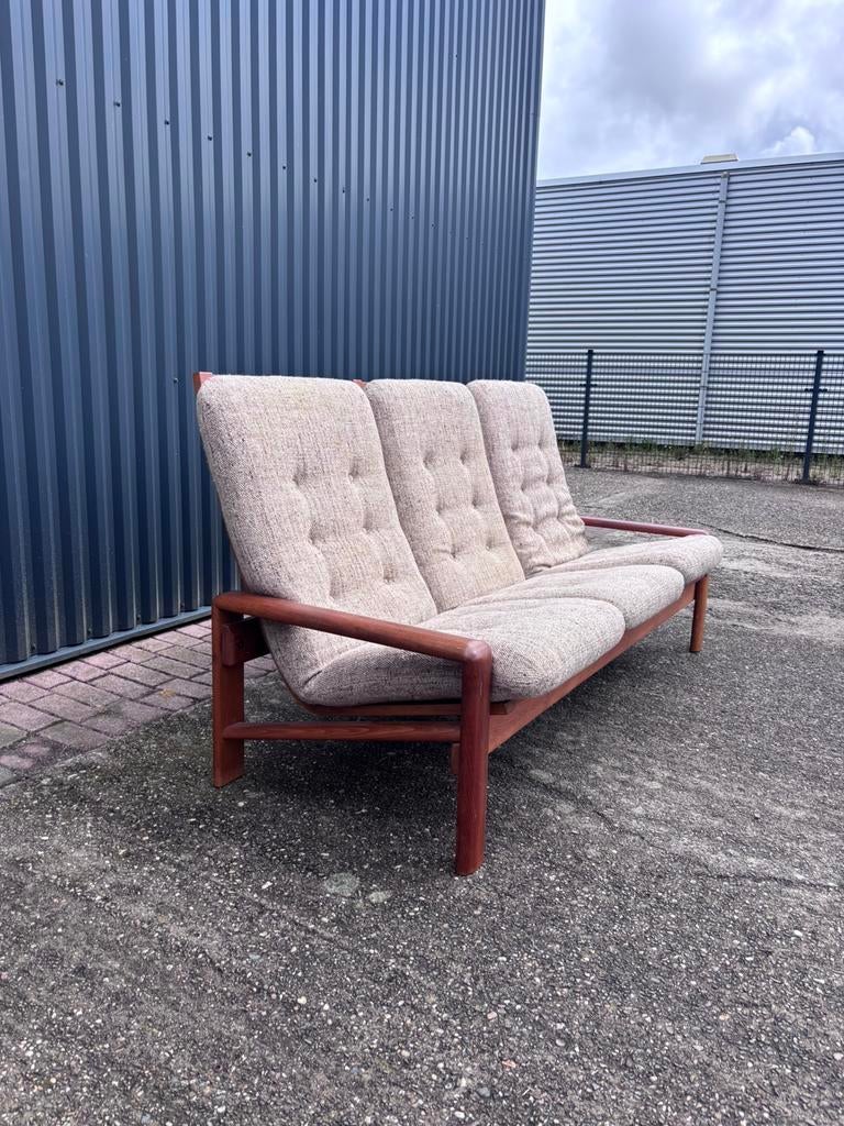 Vintage bank 3 zits teak deens, Huis en Inrichting, Banken | Bankstellen, Gebruikt, 200 tot 250 cm, Ophalen