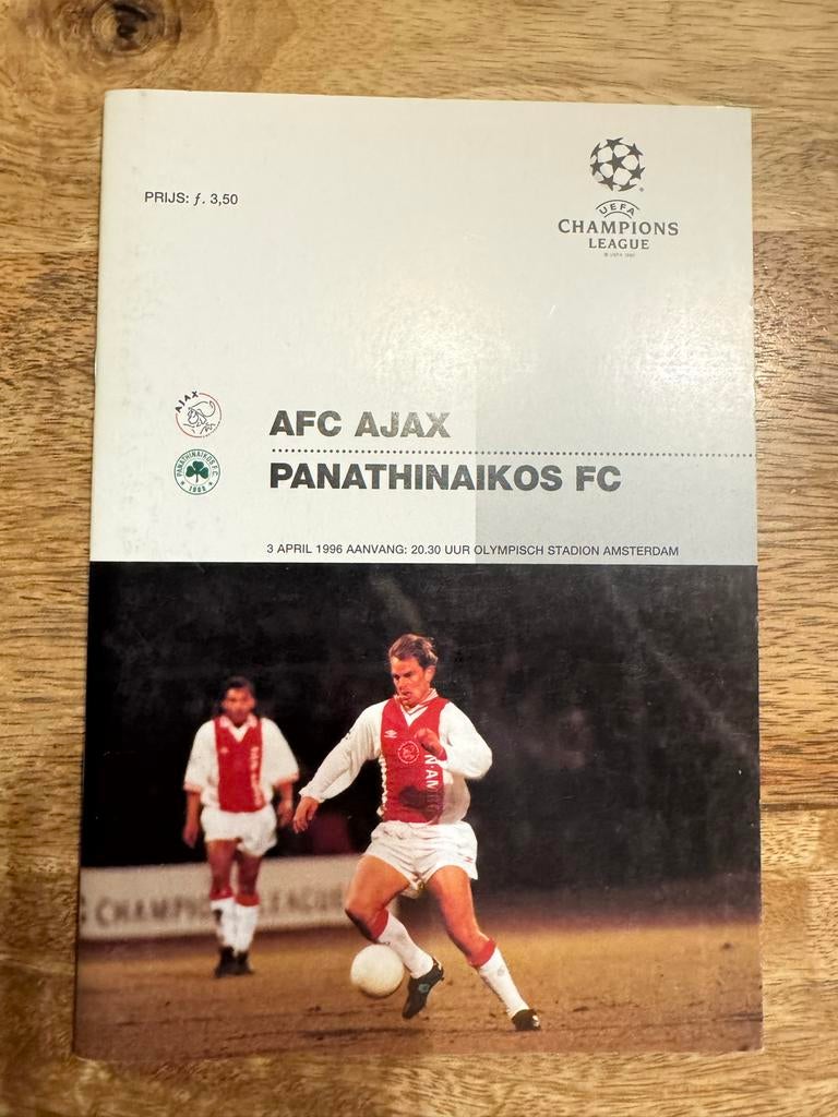 Ajax - Panathinaikos programmaboekje 1996, Ophalen of Verzenden, Zo goed als nieuw, Ajax, Boek of Tijdschrift