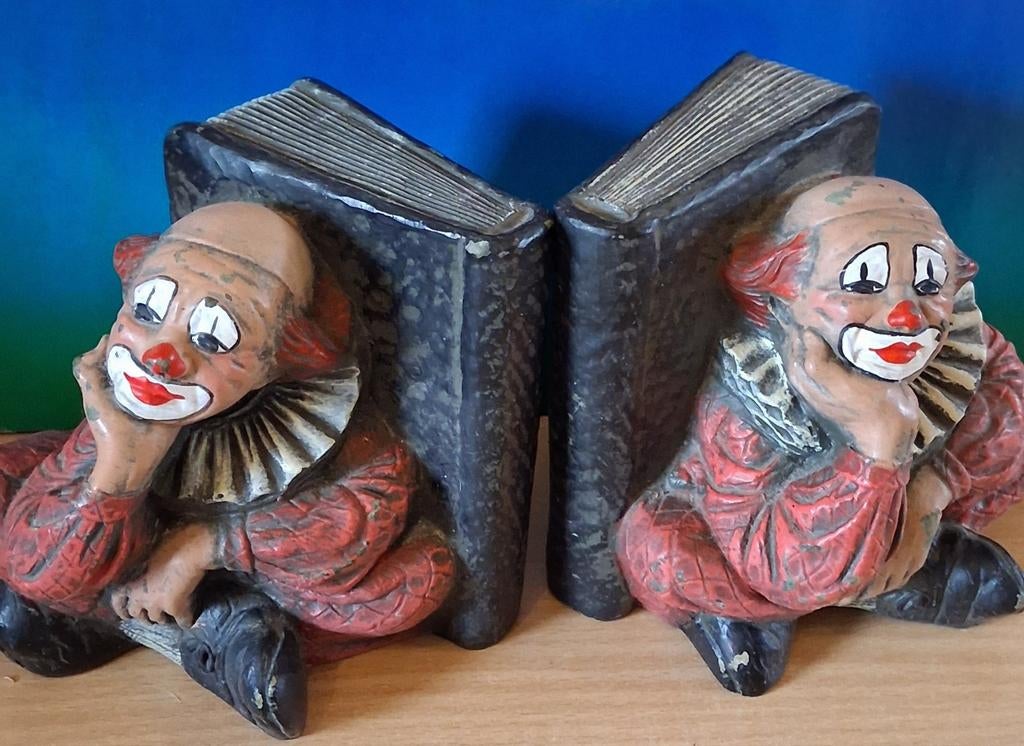Boekensteunen. GLIDE  clown. Vintage. Massief. 12 cm., Ophalen, Zo goed als nieuw