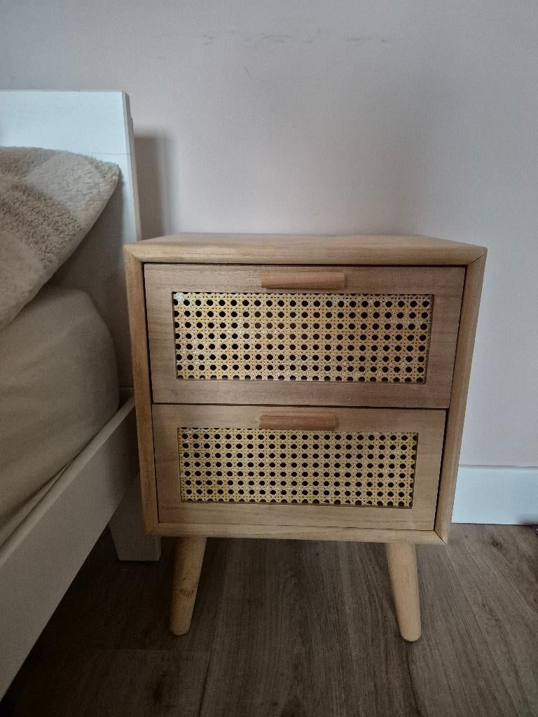 Java webbing nachtkastje (xenos), Huis en Inrichting, Slaapkamer | Nachtkastjes, Ophalen, Minder dan 45 cm, 55 tot 70 cm, Zo goed als nieuw