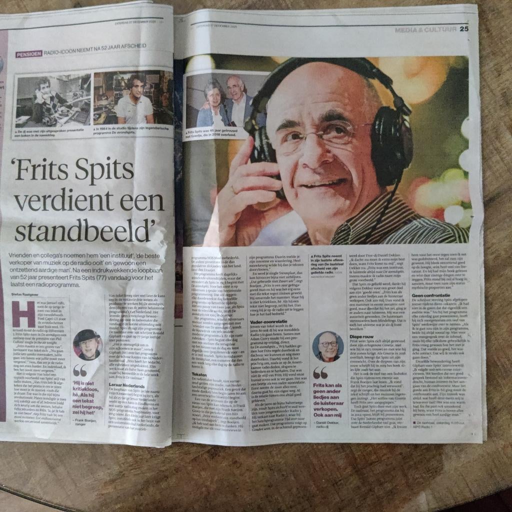 Frits Spits krantenartikel krantenknipsel, Ophalen of Verzenden, 1980 tot heden, Nederland, Knipsel(s)