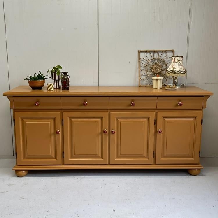 Restyle massief houten dressoir wandkast Little Green orange, Ophalen, Gebruikt, Landelijk modern, Met deur(en)