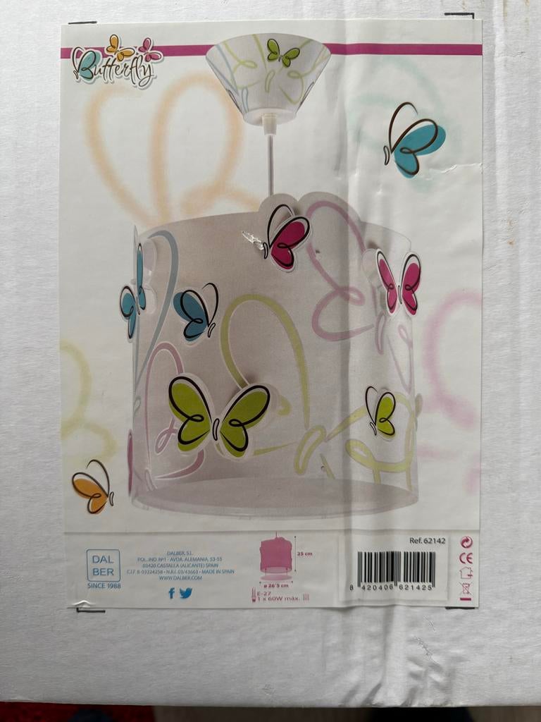 Nieuwe hanglamp kinderkamer - vlinders, Ophalen of Verzenden, Nieuw, Kunststof, Minder dan 50 cm
