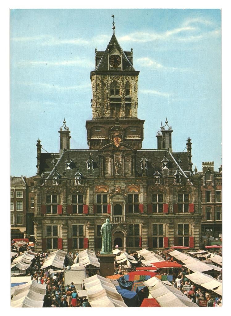 39678 Delft stadhuis Markt Nette oude kaart Onbeschreven, Verzamelen, Ansichtkaarten | Nederland, Ongelopen, Zuid-Holland, 1960 tot 1980