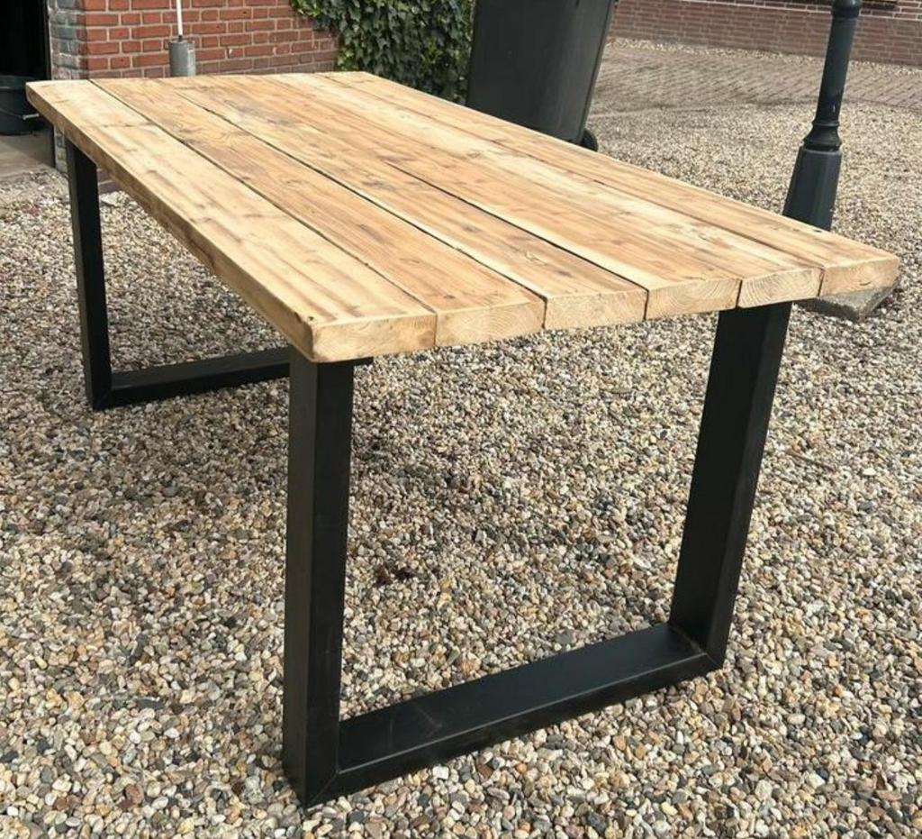 Tafel oud grenen hout, Huis en Inrichting, Tafels | Eettafels, Ophalen, Gebruikt, 200 cm of meer, 50 tot 100 cm