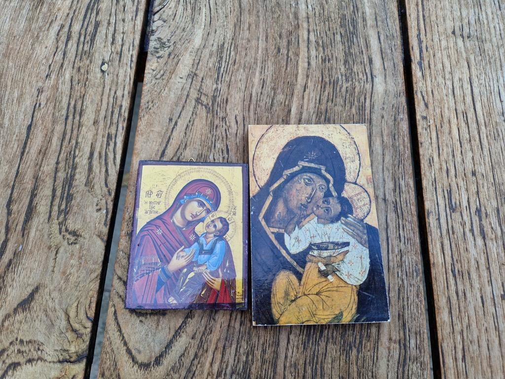2 mini lijstjes op hout religie katholieke, Ophalen of Verzenden