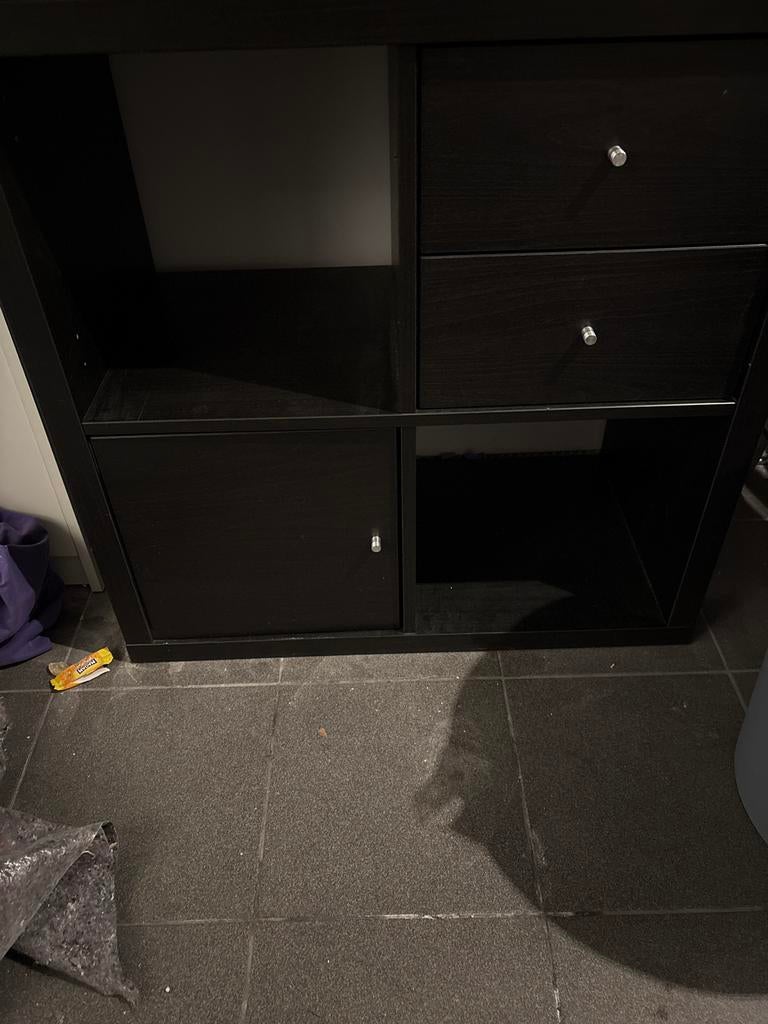 Zwarte Kast met Lades en Deur, Huis en Inrichting, Ophalen, Gebruikt, 100 tot 150 cm, Met lade(s)