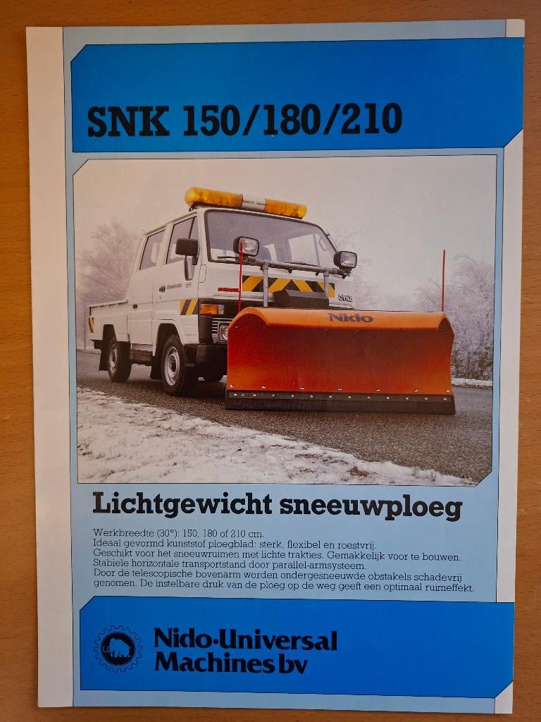 Folder Nido Universal Machines B.V. SNK 150, 180, 210, Ophalen of Verzenden, Gelezen, Tractor en Landbouw